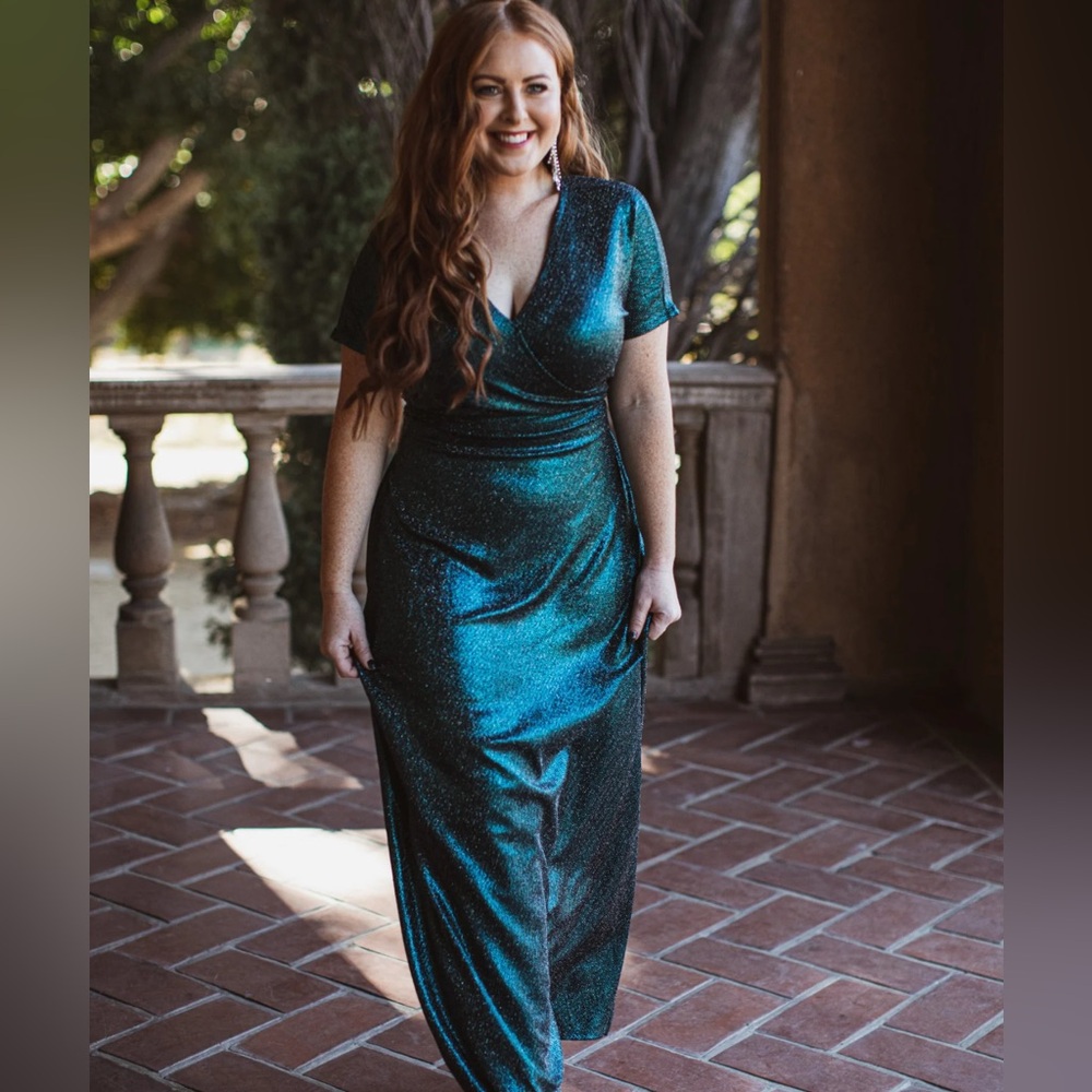 Shimmering Teal Elegant Noelle Dress